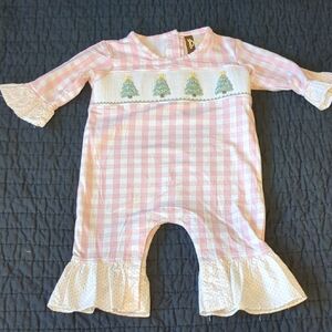 Banana Split Smocked Gingham Romper NB